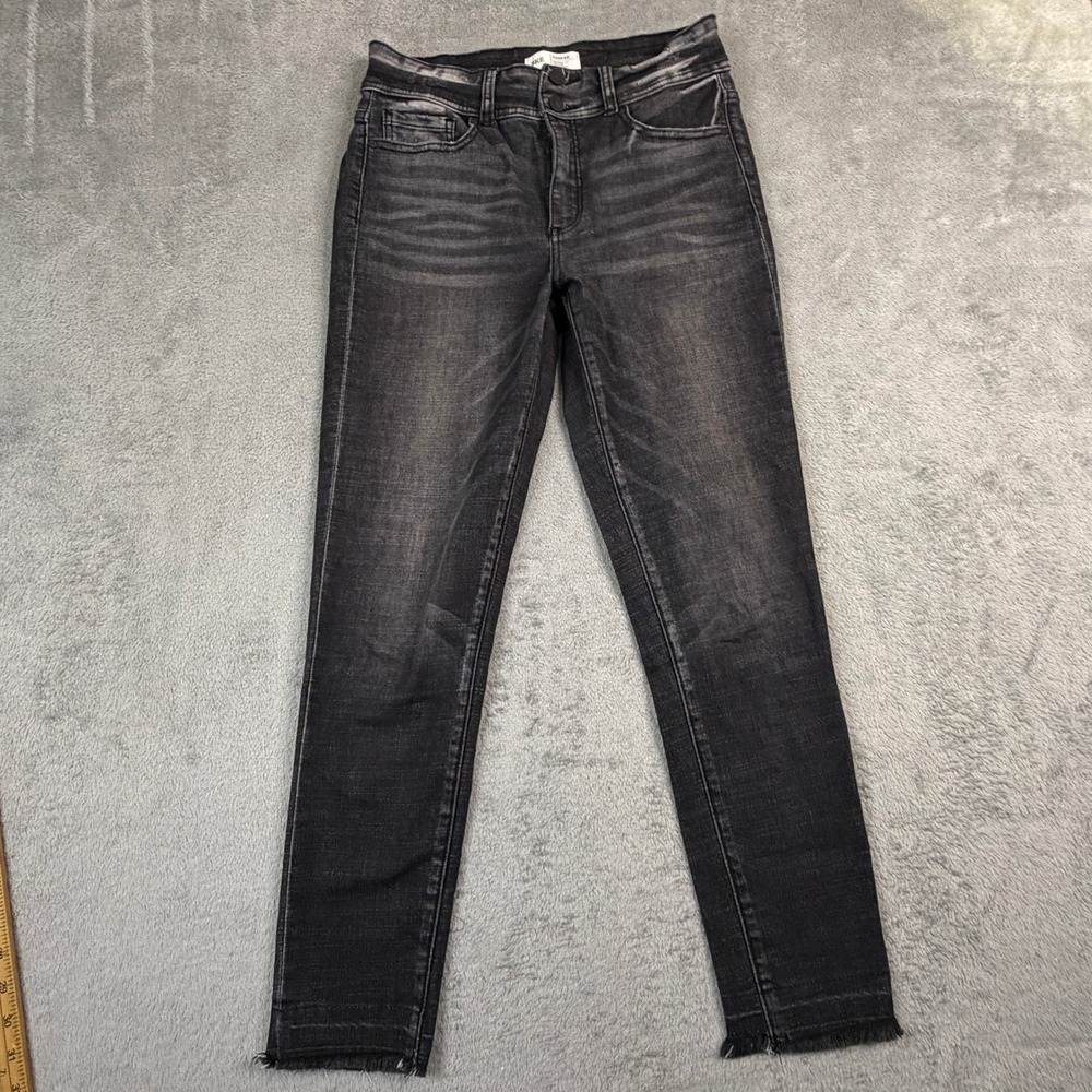 BKE Parker High Rise Ankle Skinny Jeans Washed Black Raw Hem Size W30in.xL26in.
